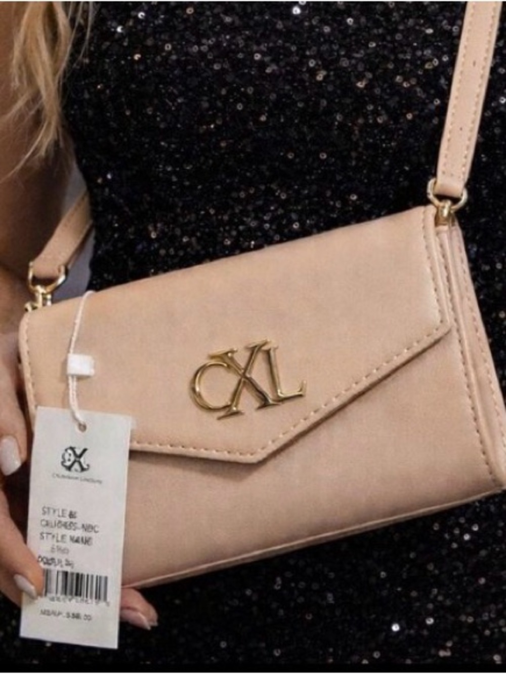 Christian Lacroix Nude Crossbody Bag with Gold Logo